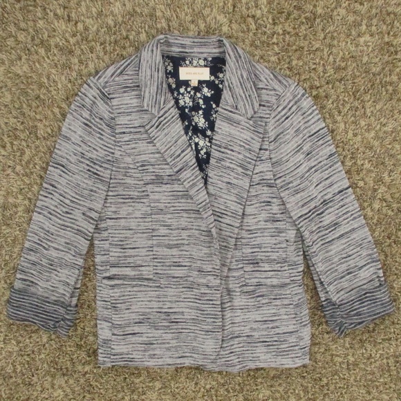 Skies Are Blue Stitch Fix Blazer Women's Small Heather Gray Navy Knit Open Front - Picture 1 of 7
